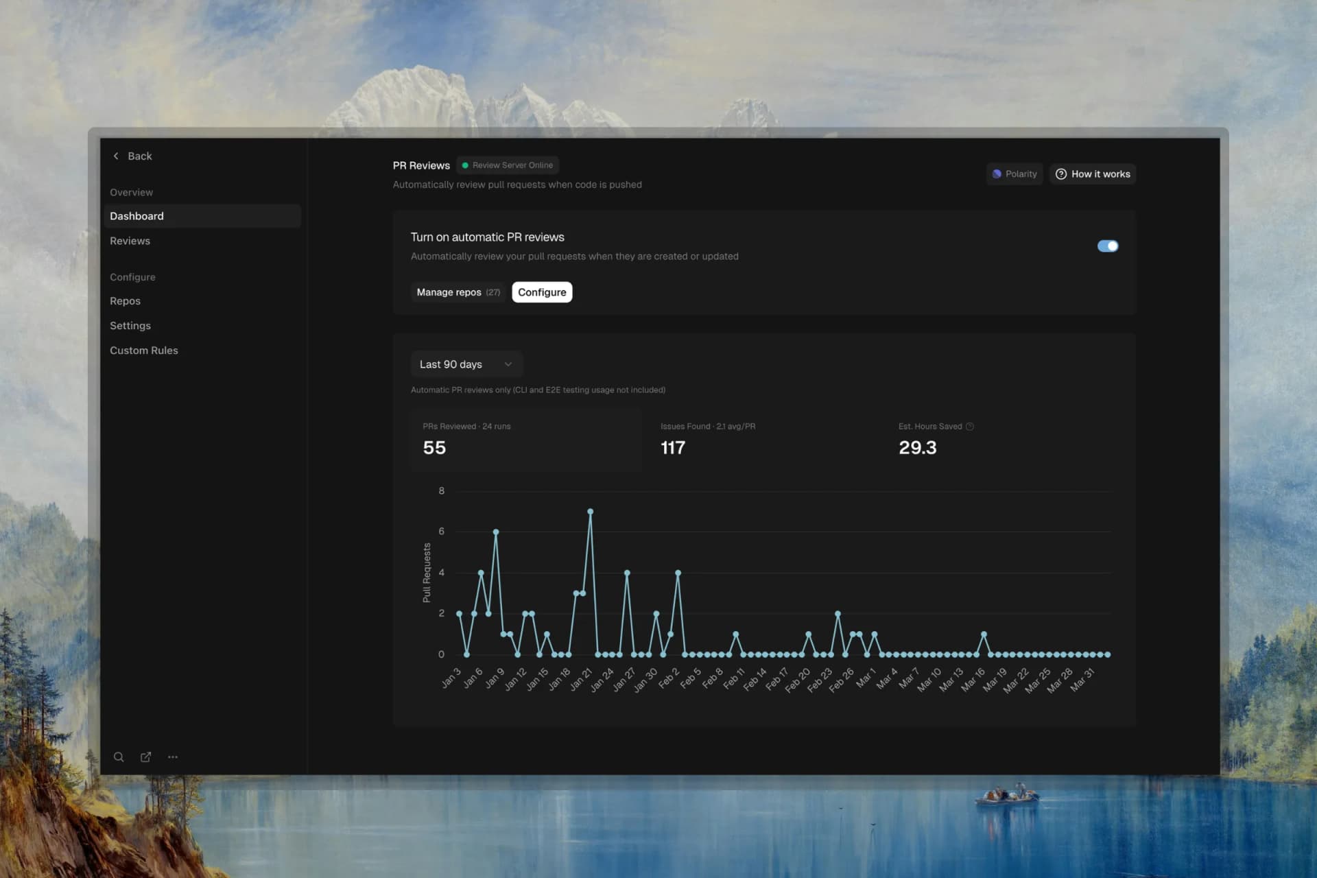 PR Reviews dashboard
