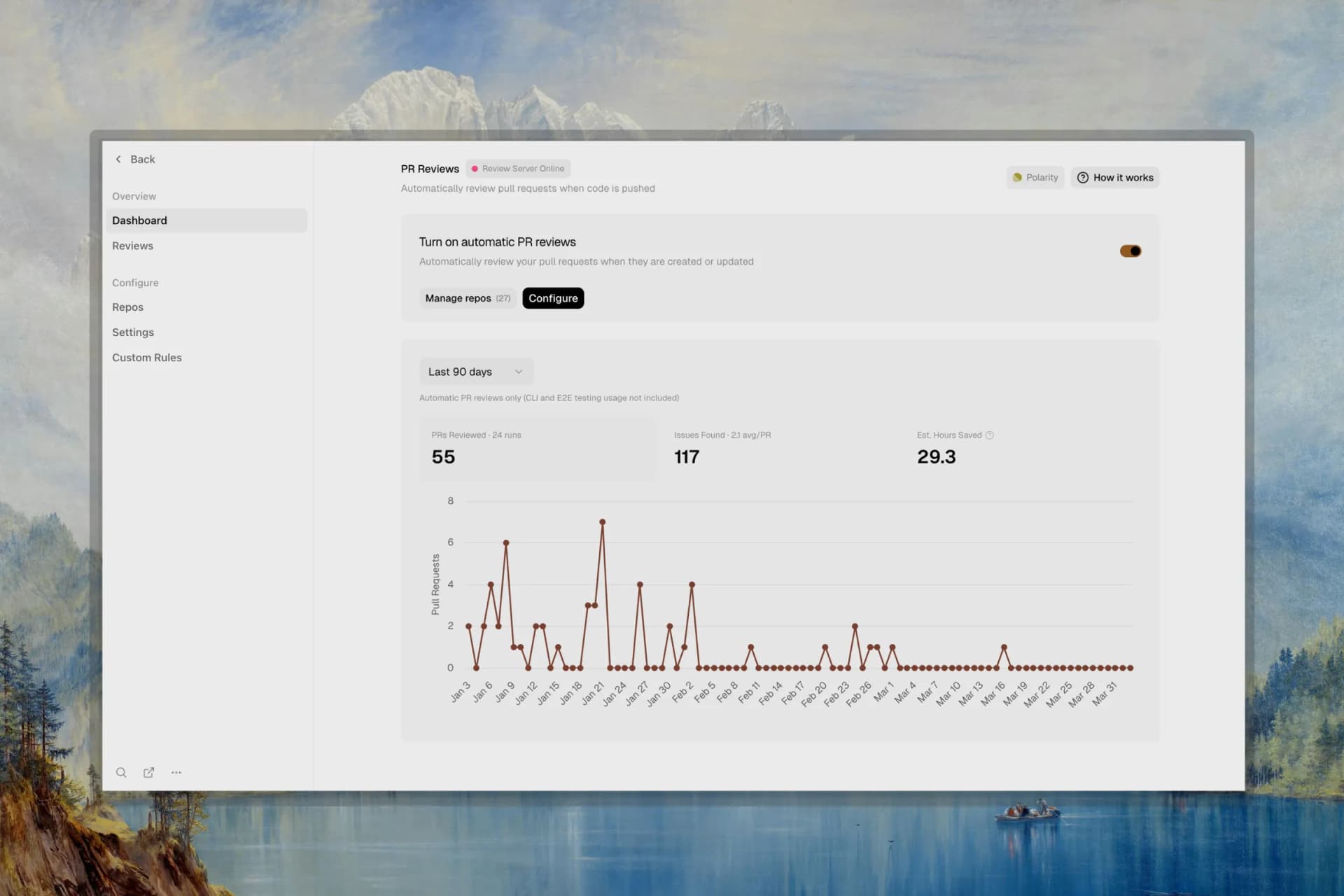 PR Reviews dashboard