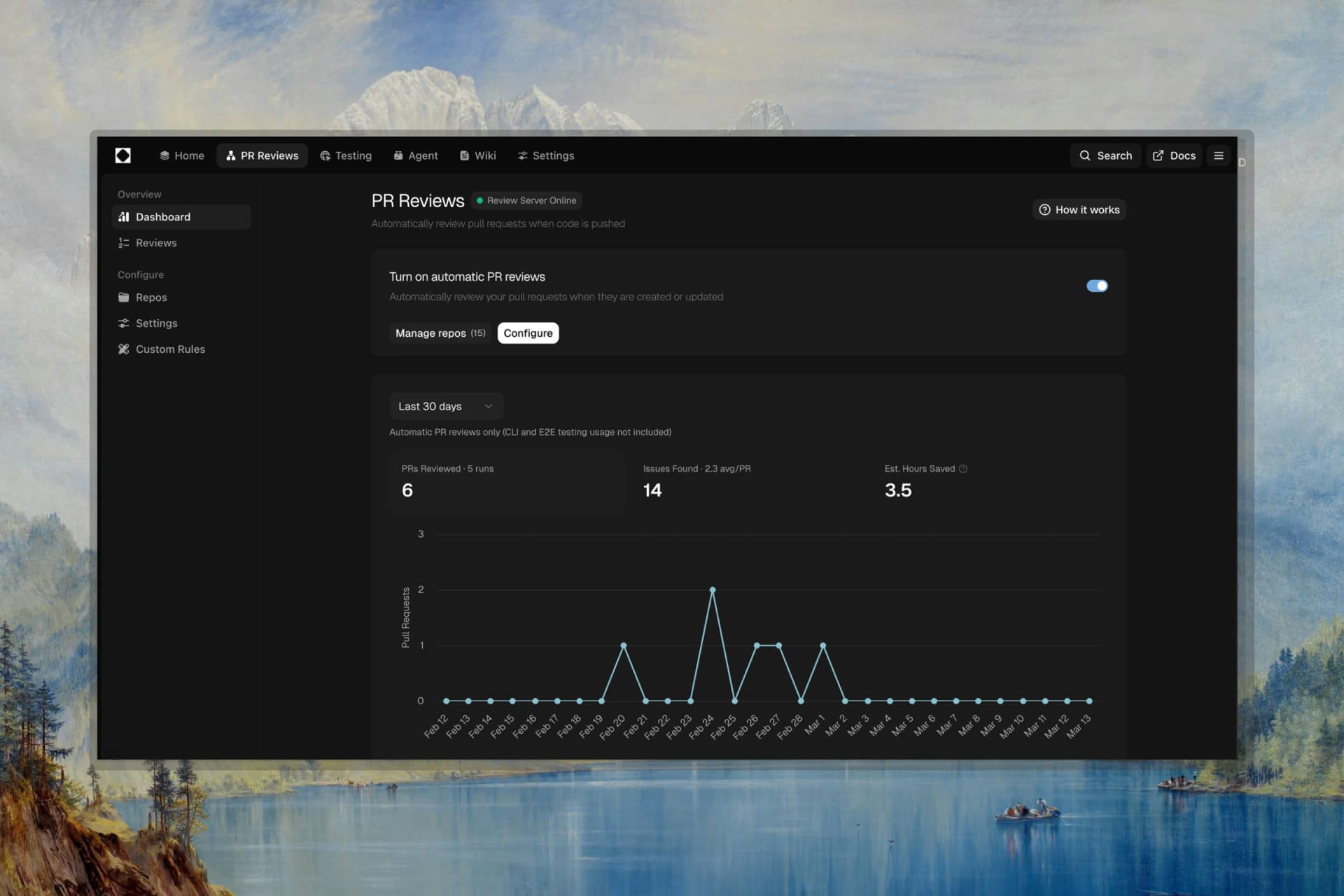 PR Reviews dashboard